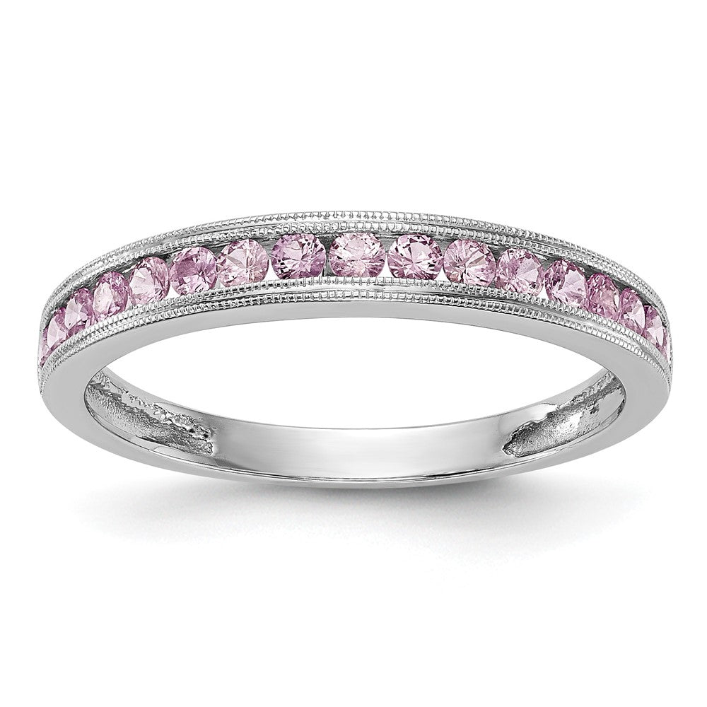 14k White Gold Pink Sapphire Complete Channel Band