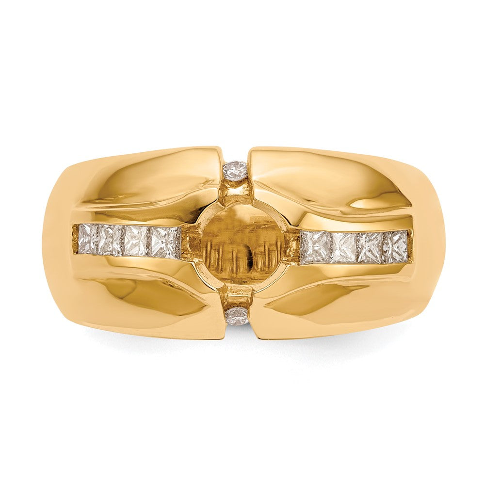 14K (Holds 3/4 carat (5.5mm) Round Center) 1/2 carat Diamond Men's Semi-Mount Ring