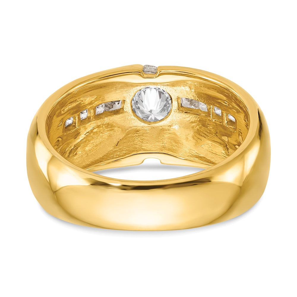 14k (Holds 1-5.5 Round Center, 8-2.0, 2-1.8mm Round) Men's Ring Mounting