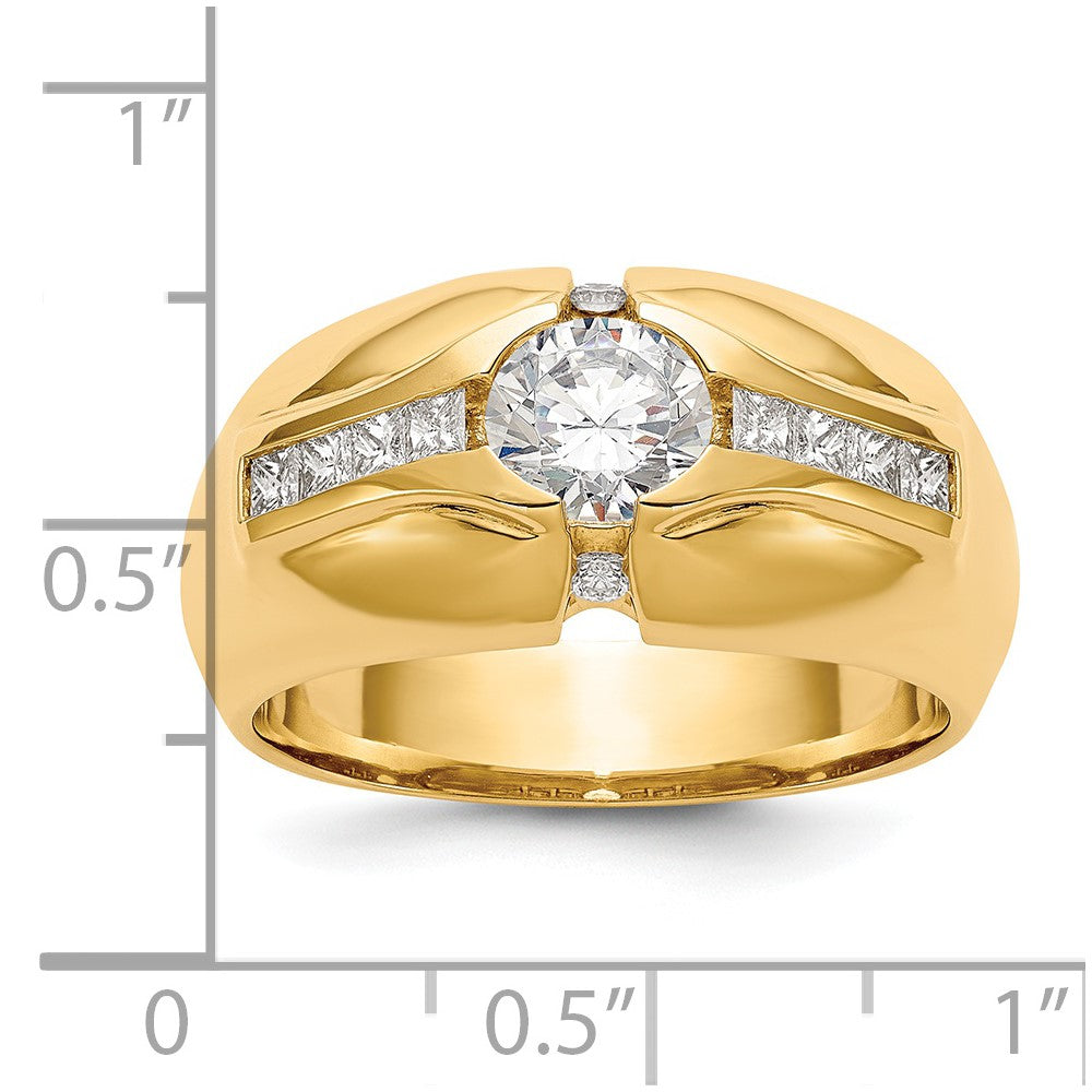 14k (Holds 1-5.5 Round Center, 8-2.0, 2-1.8mm Round) Men's Ring Mounting