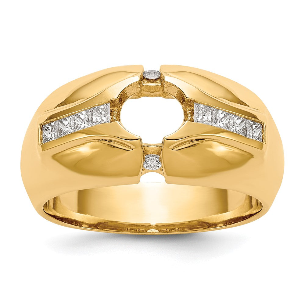 14K (Holds 3/4 carat (5.5mm) Round Center) 1/2 carat Diamond Men's Semi-Mount Ring