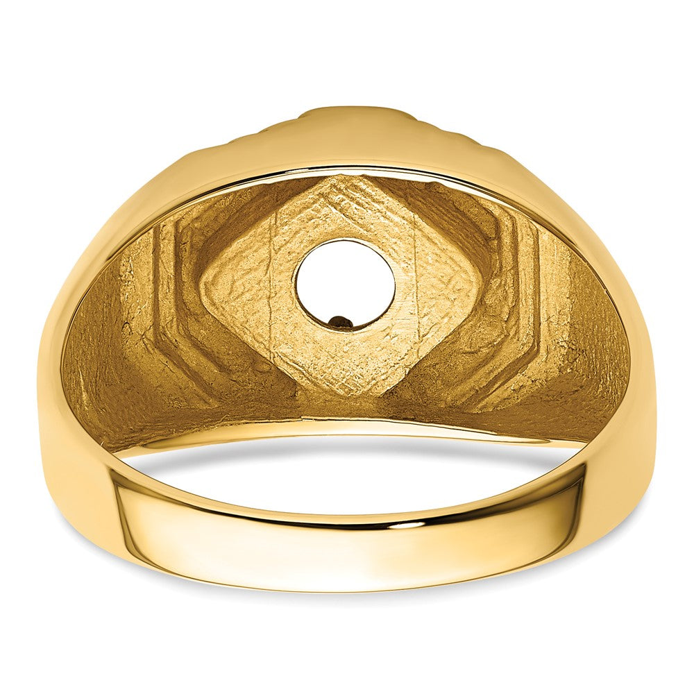 14k Polished (Holds 1/2 carat (5.0mm) Round Center) Men's Ring Mounting