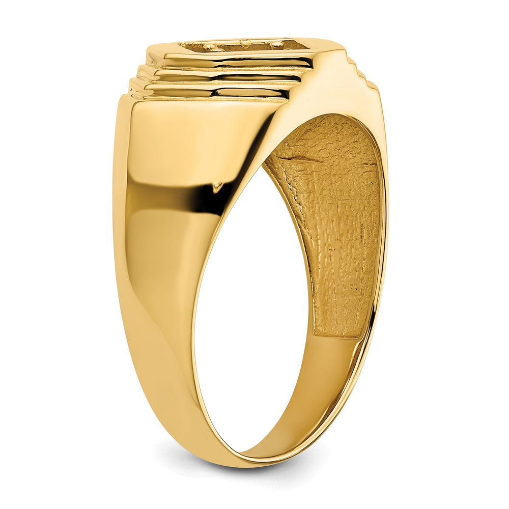 14k Polished (Holds 1/2 carat (5.0mm) Round Center) Men's Ring Mounting