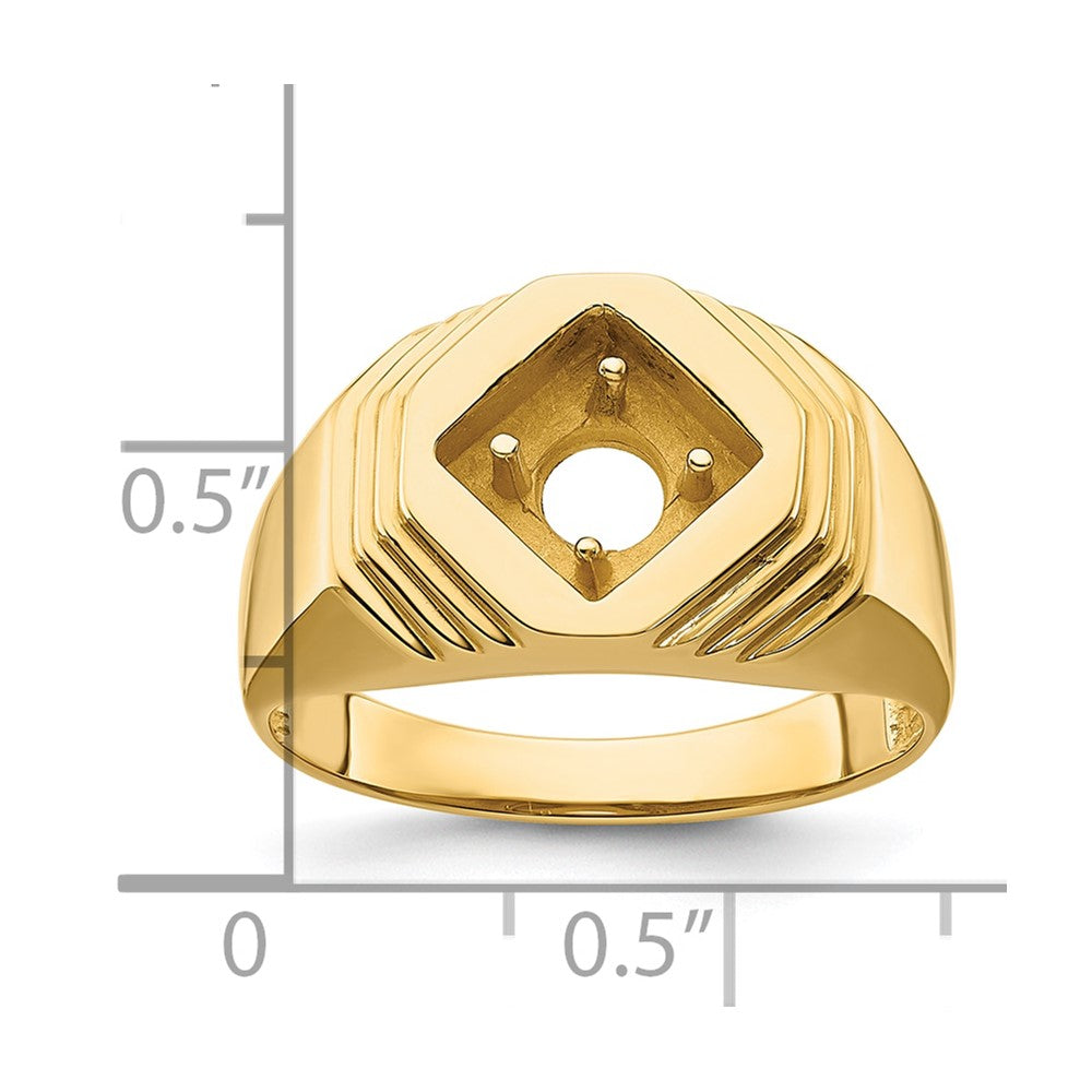 14k Polished (Holds 1/2 carat (5.0mm) Round Center) Men's Ring Mounting