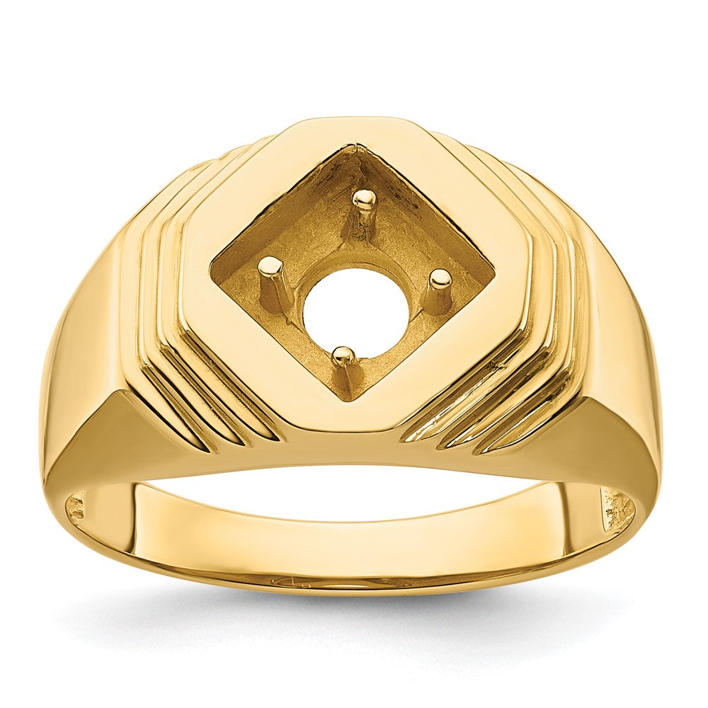 14k Polished (Holds 1/2 carat (5.0mm) Round Center) Men's Ring Mounting