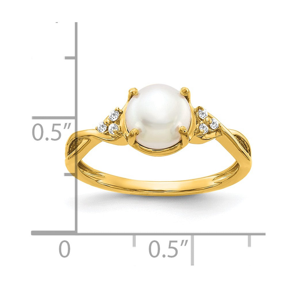 14k 7mm June/Freshwater Cultured Pearl and Diamond Ring