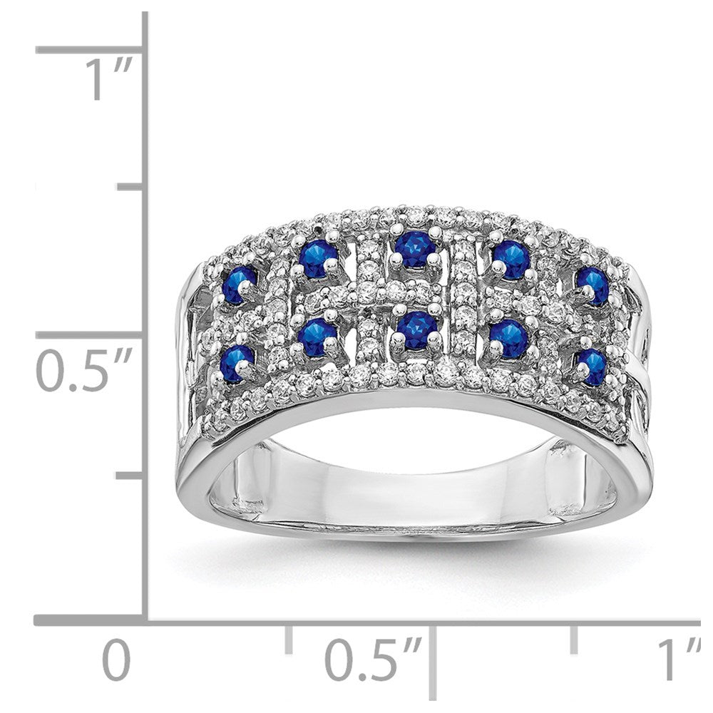 14k White Gold Diamond and Sapphire Fancy Ring