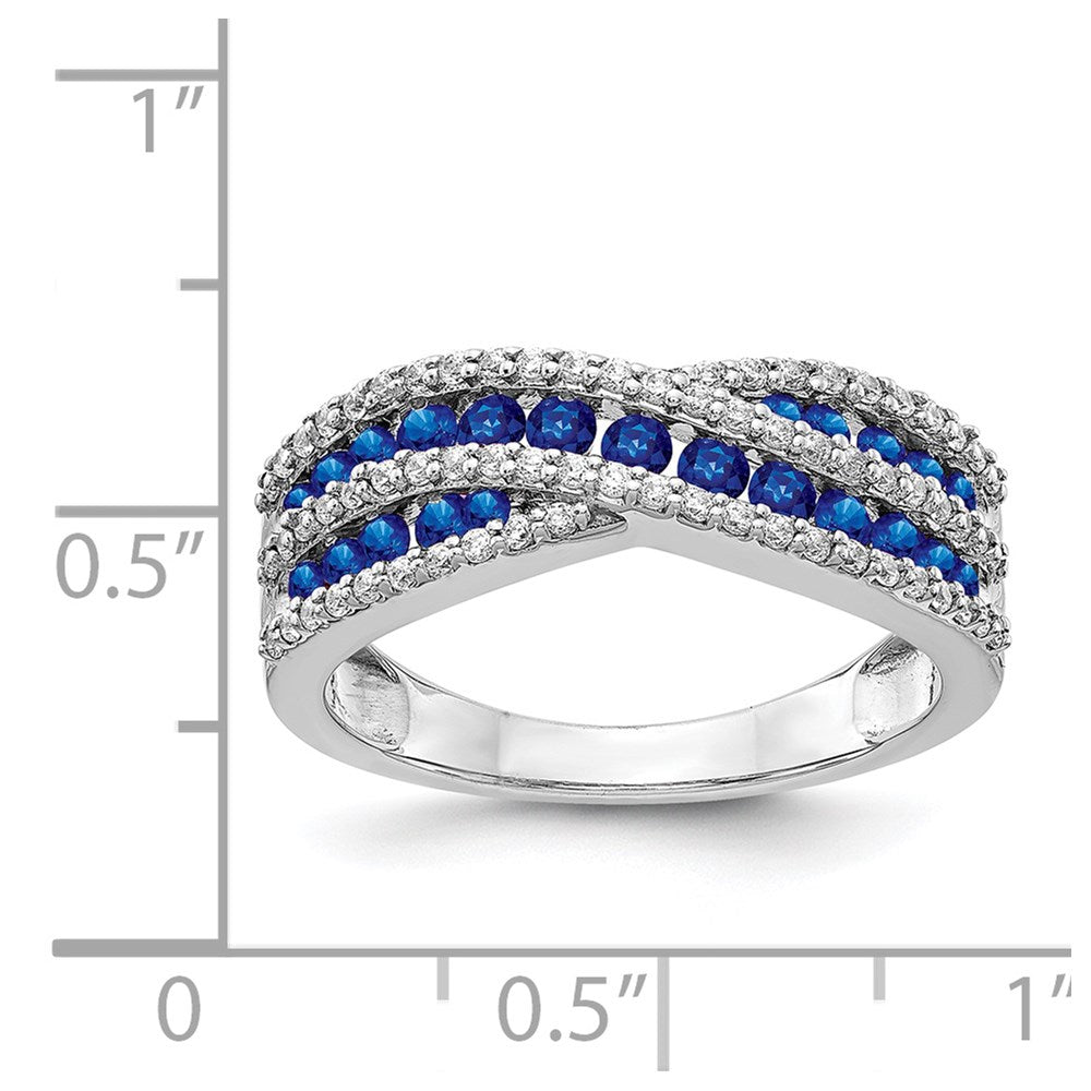 14k White Gold Diamond and Sapphire Fancy Ring