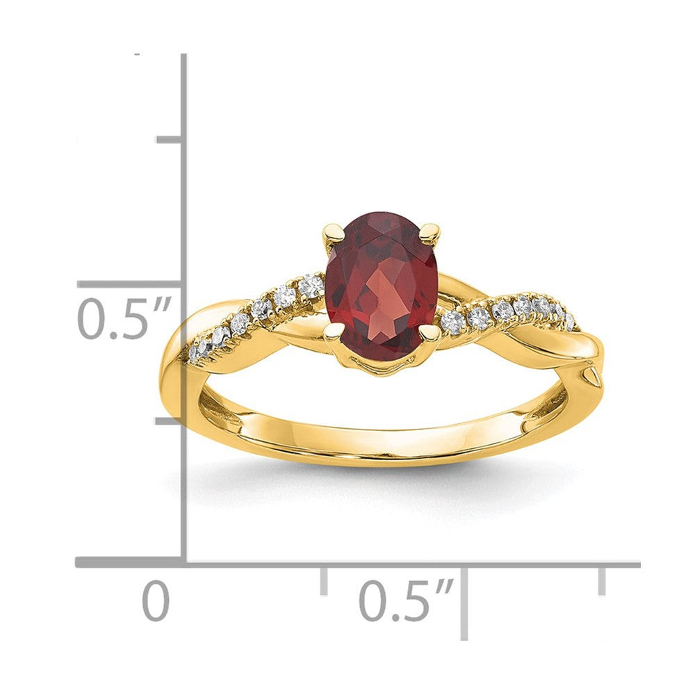 14k 7x5 Oval January/Garnet and Diamond Size 7 Ring