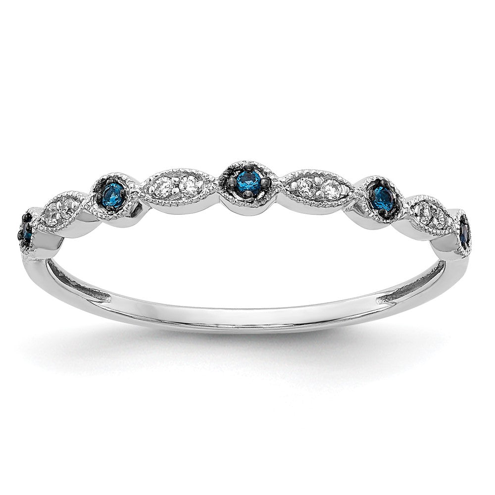10k White Gold Blue/White Diamond Fancy Band