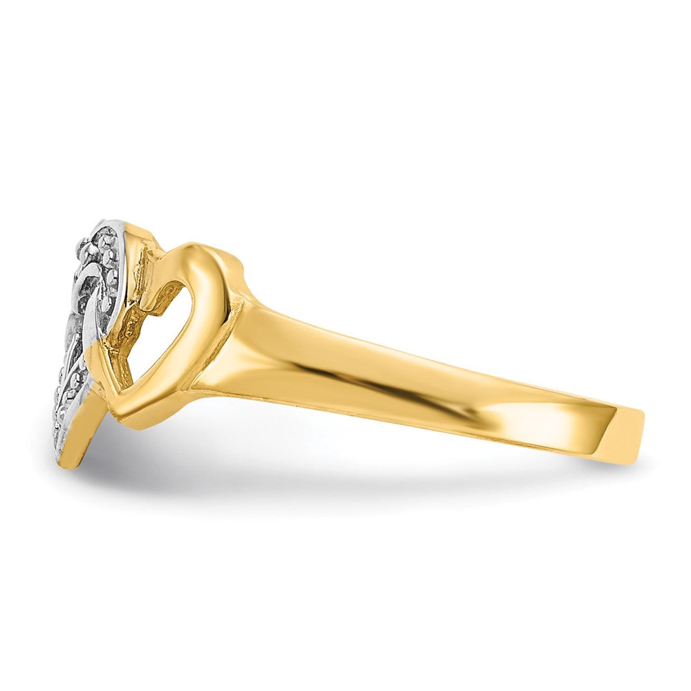 10k Rhodium Diamond Heart Toe Ring