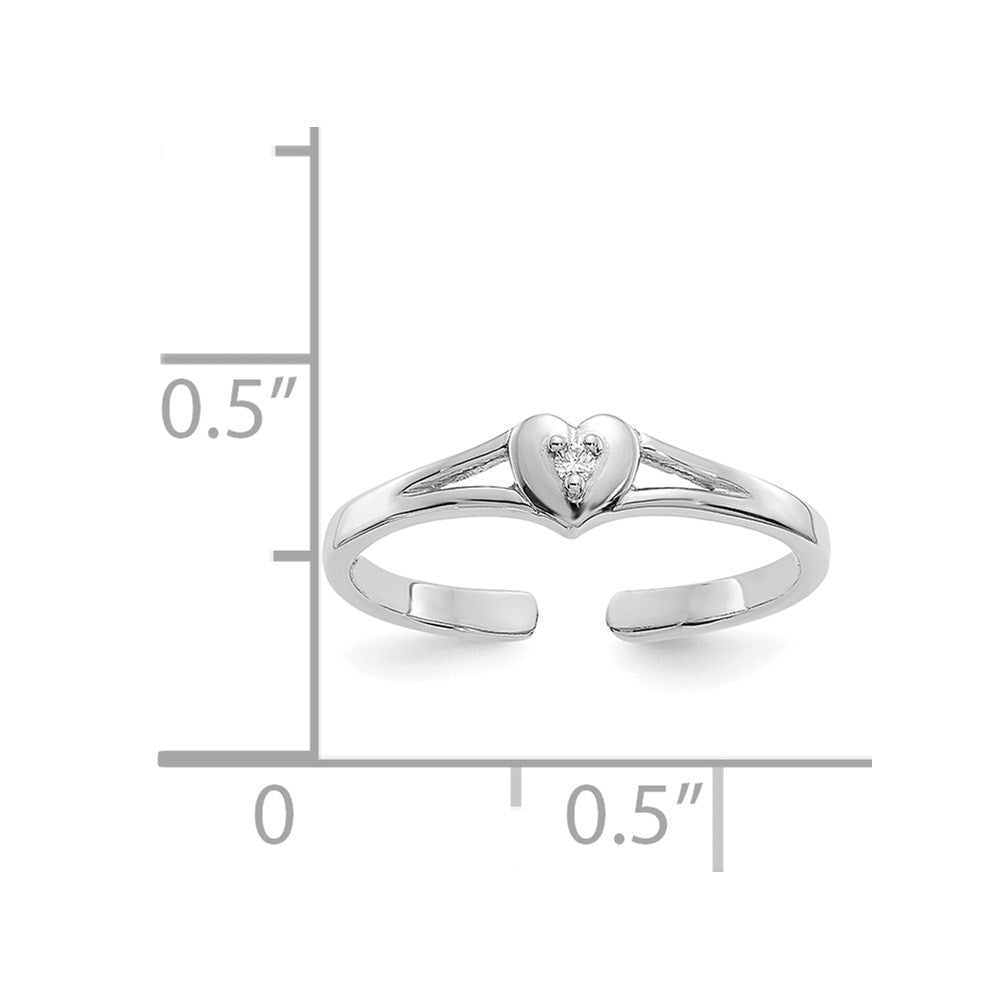 14k White Gold .01ct Diamond Heart Toe Ring