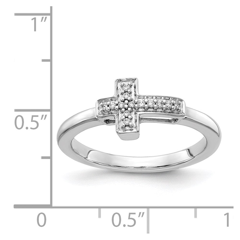 14k White Gold Diamond Cross Ring