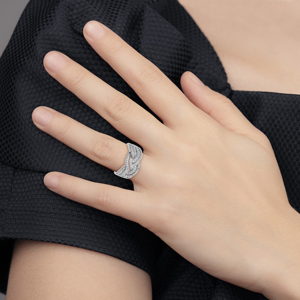 14k White Gold Woven Diamond Ring