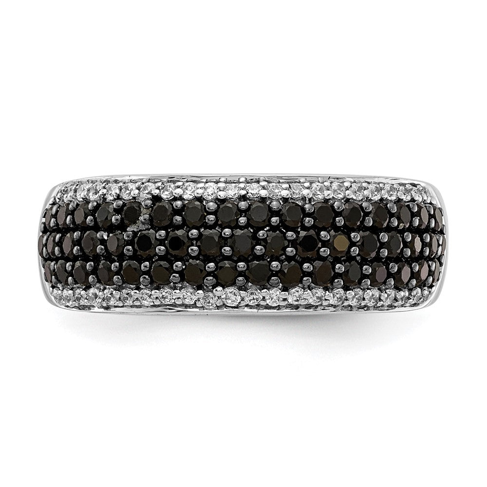 14k White Gold White and Black Diamond Band Ring