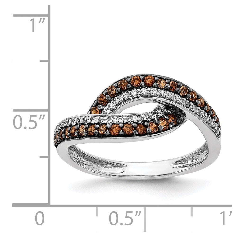 14k White Gold White Champagne Diamond Black Rhodium Ring