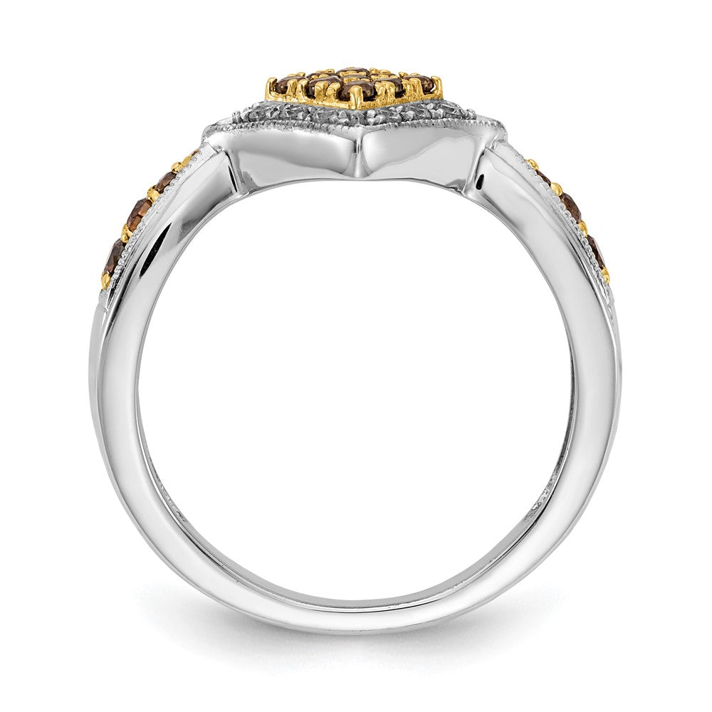 14k White w/Yellow Rhodium White and Champagne Diamond Ring