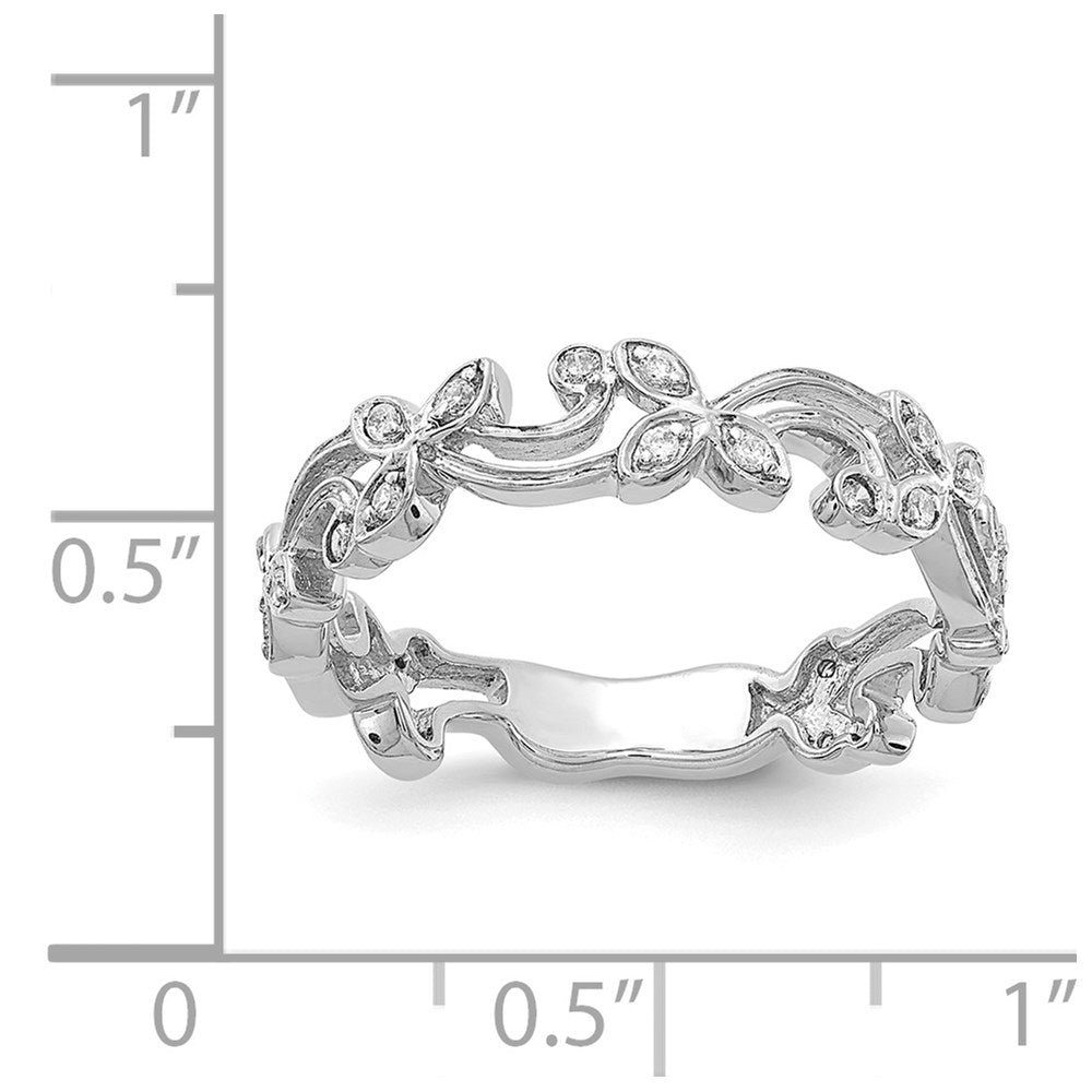 14k White Gold Diamond Floral Band