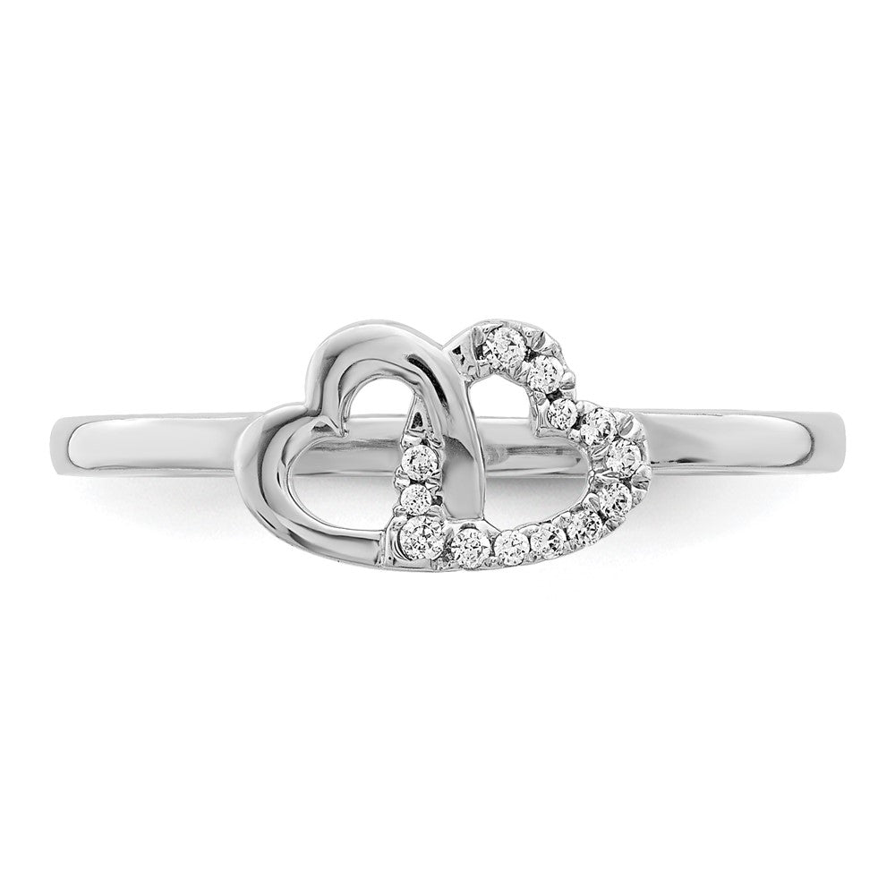 10K White Gold Diamond Double Heart Ring