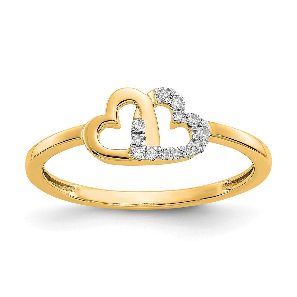 10K Diamond Double Heart Ring