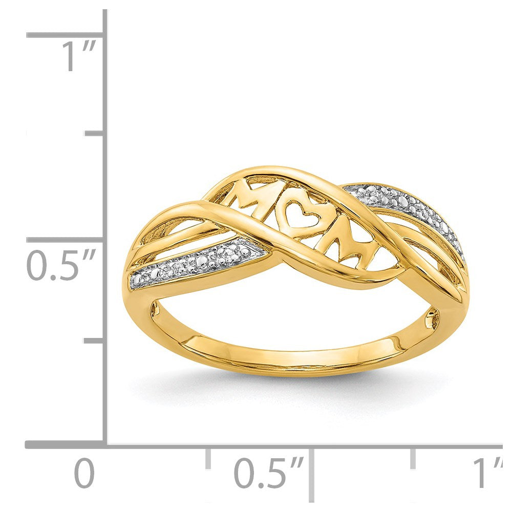 14k w/Rhodium Diamond MOM Ring