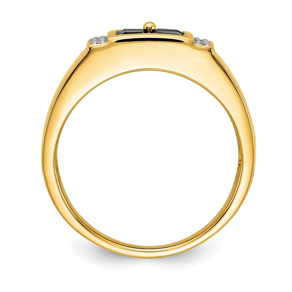 14k Created Sapphire and Diamond Mens Ring