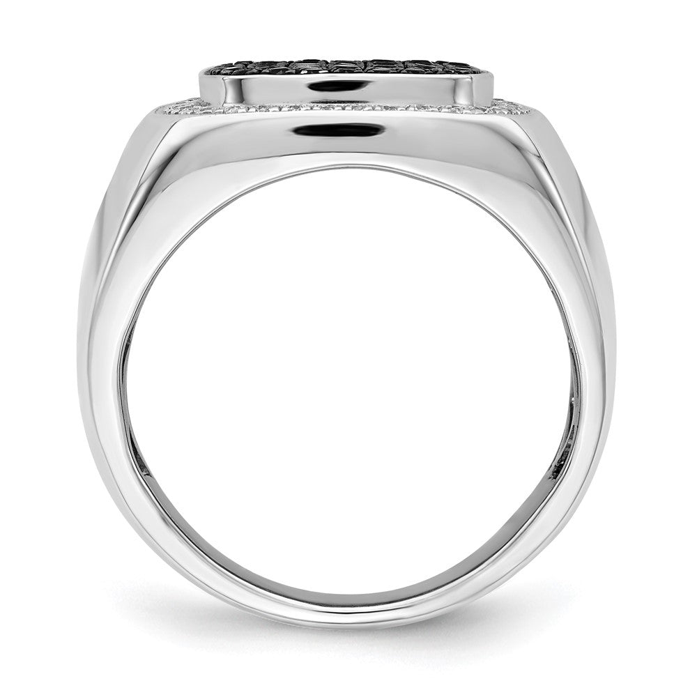 14k White Gold Black and White Diamond Mens Ring
