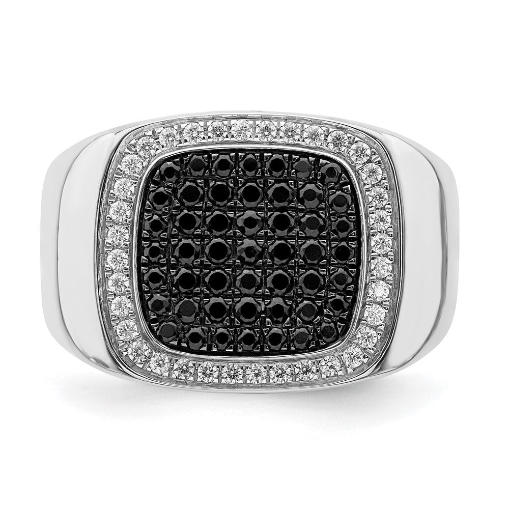 14k White Gold Black and White Diamond Mens Ring