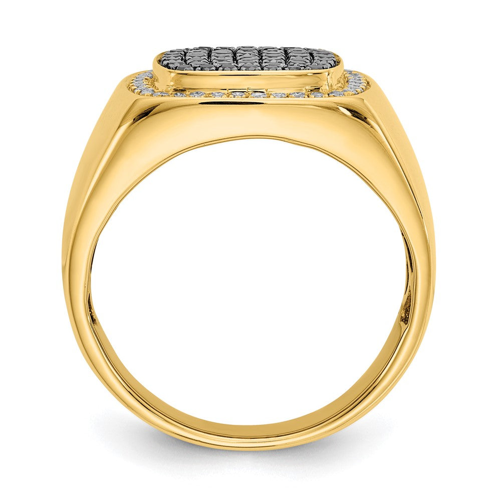 14k Black and White Diamond Mens Ring
