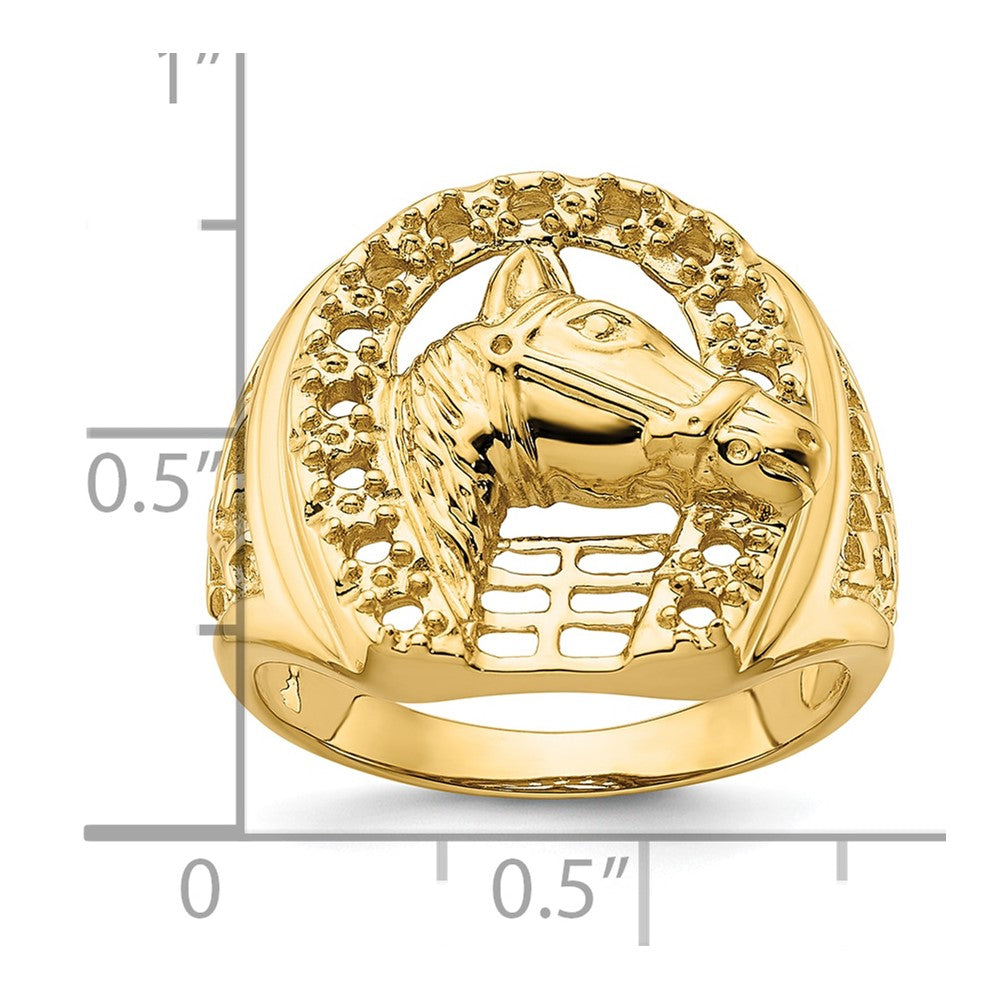 14k Horseshoe w/Horse in Center Mens Ring Mounting