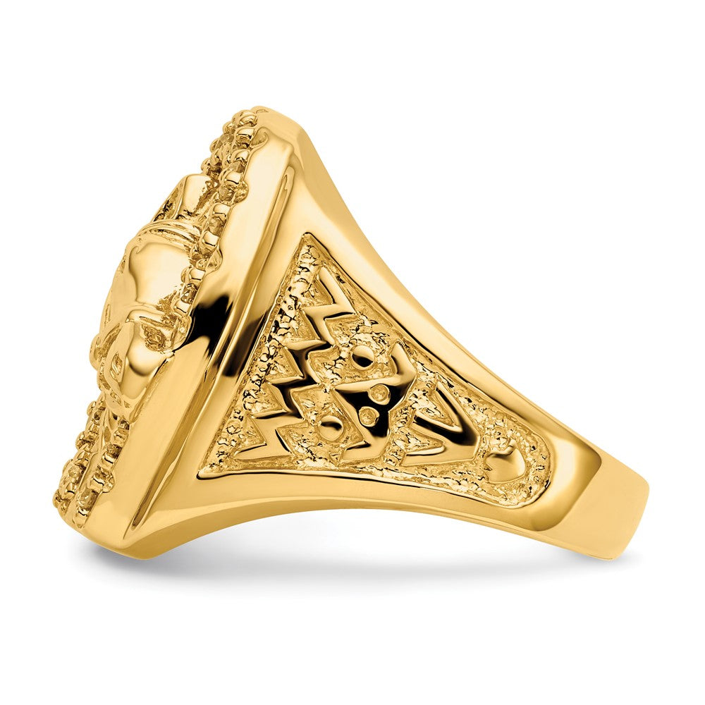 14k Mens Diamond Horseshoe with Horse in Center Ring
