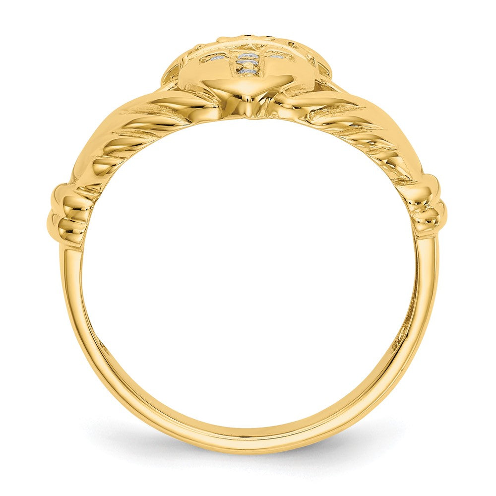 14k AA Diamond Claddagh Ring