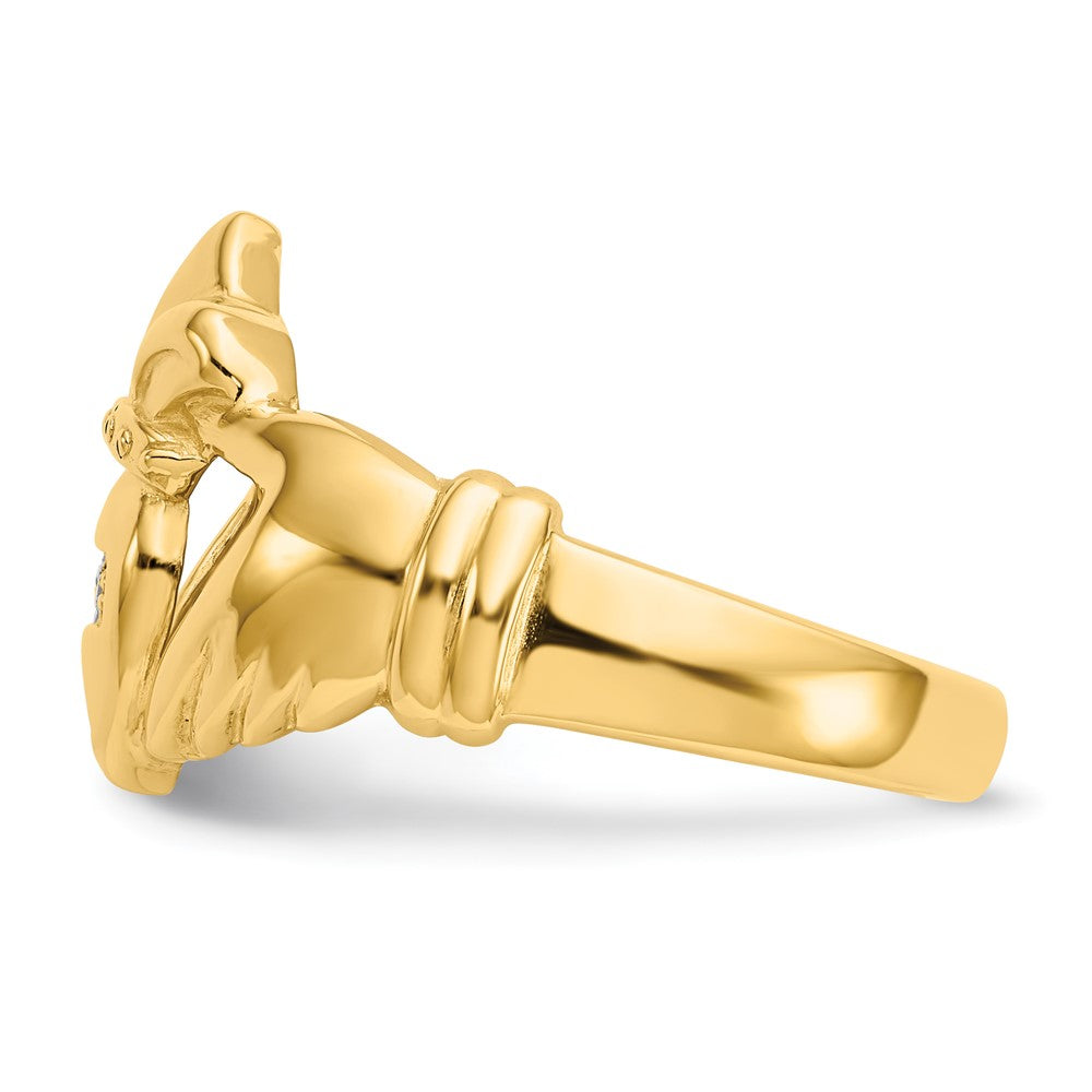 14k AA Diamond Claddagh Ring