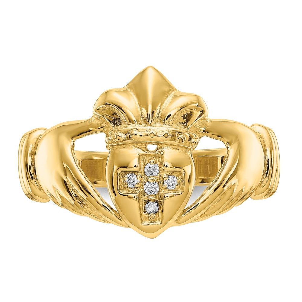 14k AA Diamond Claddagh Ring
