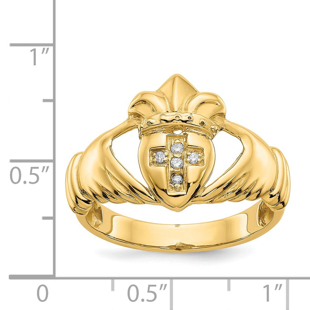 14k AA Diamond Claddagh Ring
