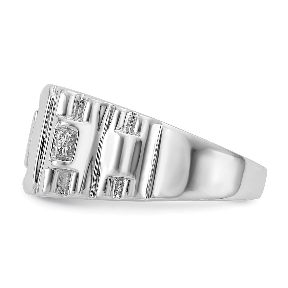 14k White Gold Ridged Sides Mens DAD Ring Mounting