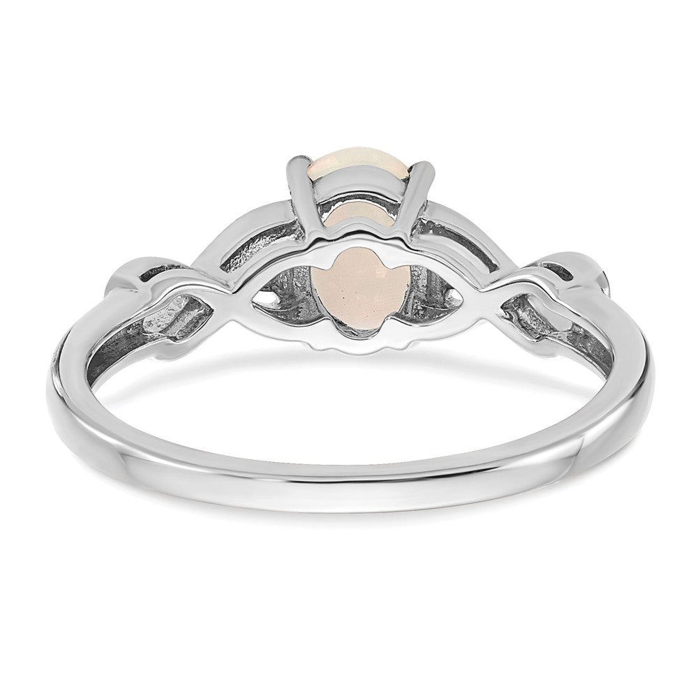 10K White Gold Created Opal and Diamond Ring