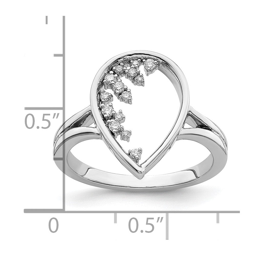 14k White Gold Polished Teardrop Diamond Ring
