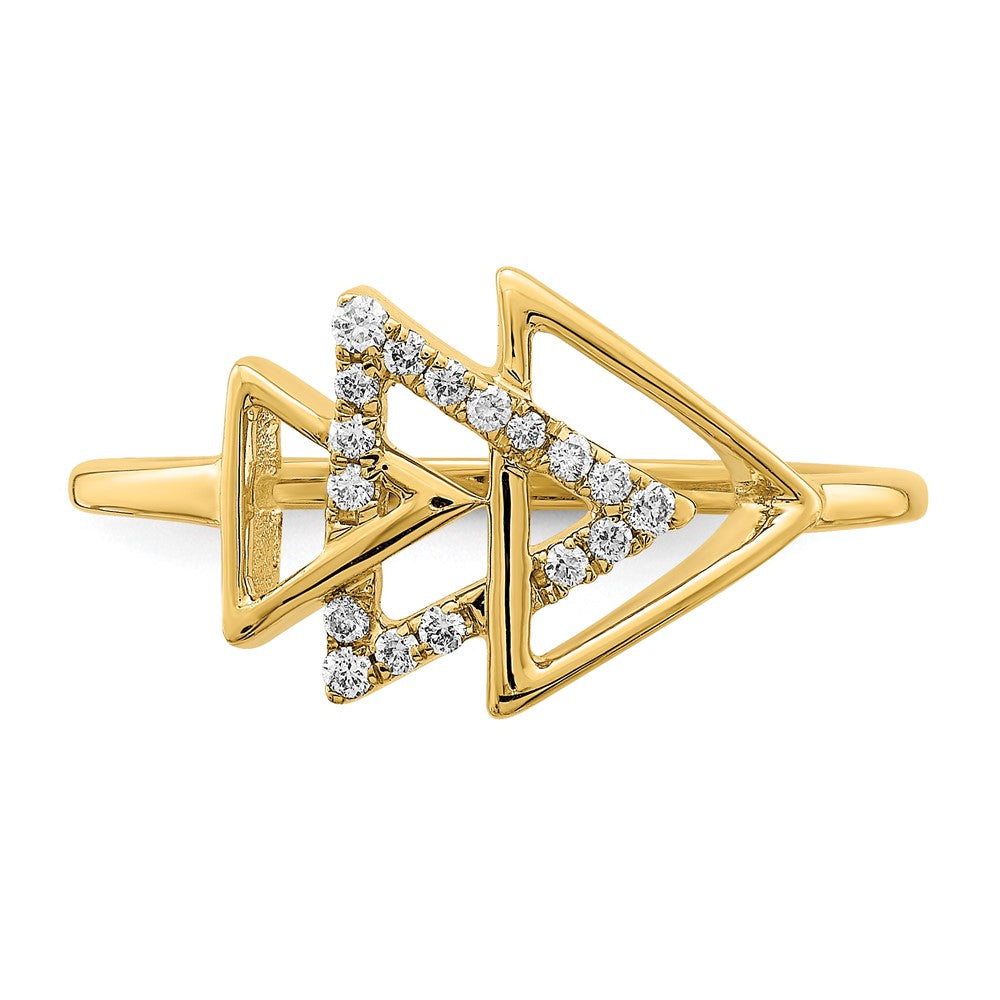 14k Polished Triple Triangle Diamond Ring