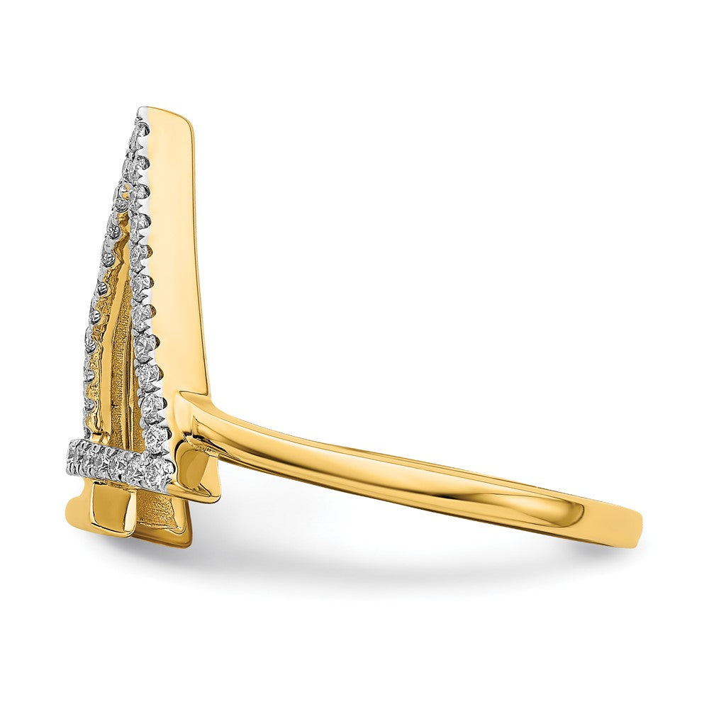 14k Polished Double Triangle Diamond Ring