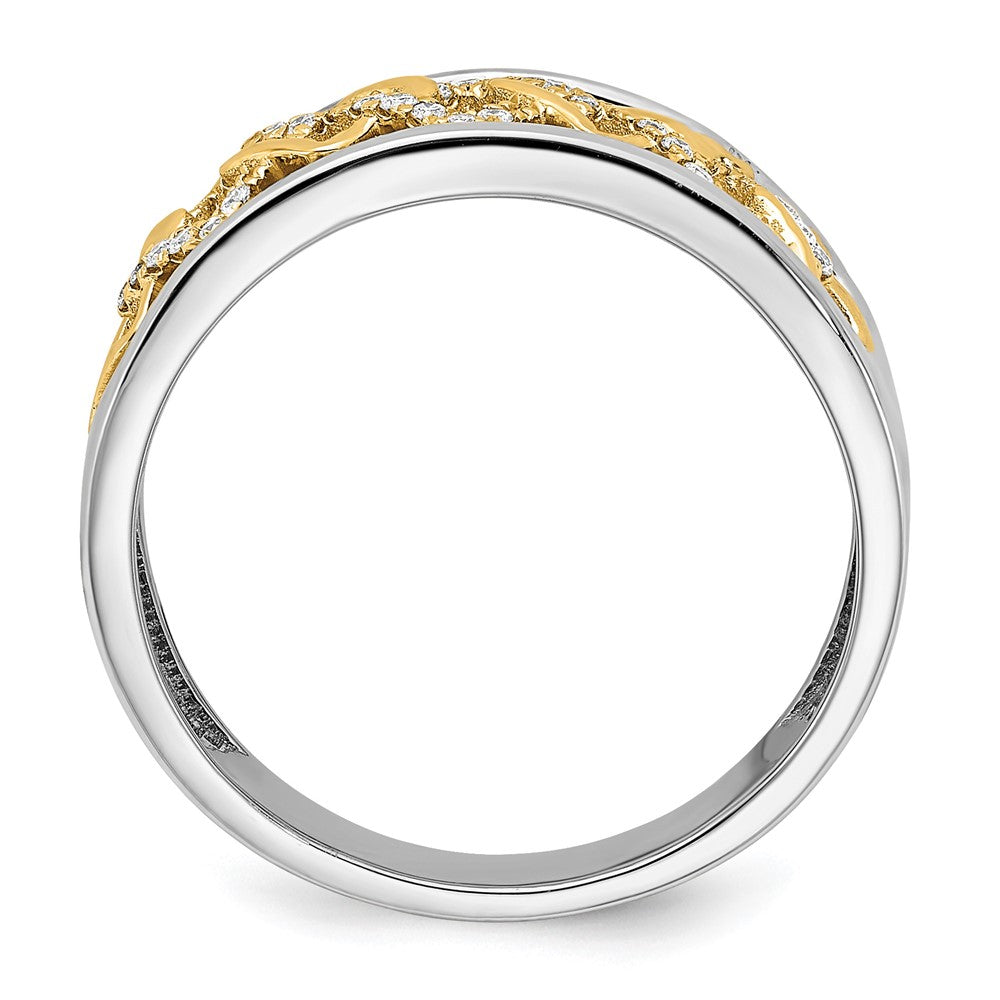 14k Two-tone Polished Fancy Squares Diamond Ring