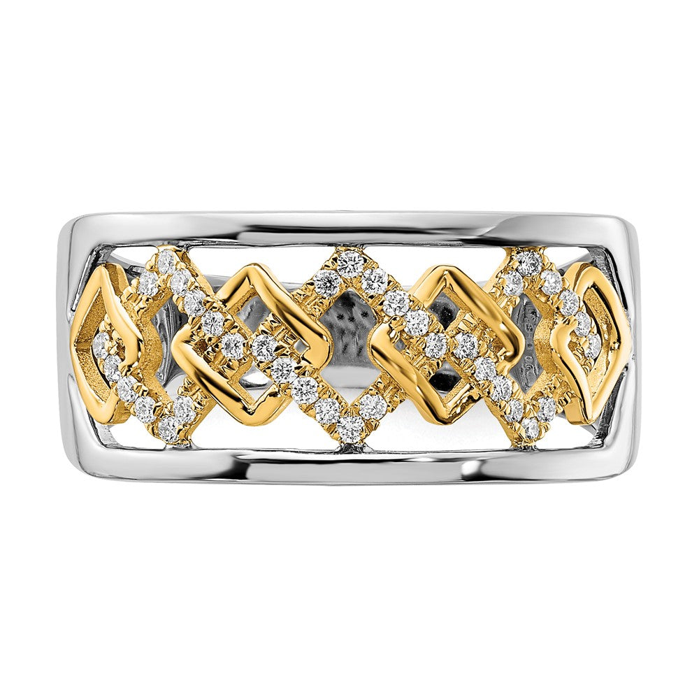 14k Two-tone Polished Fancy Squares Diamond Ring