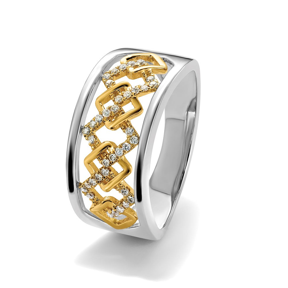 14k Two-tone Polished Fancy Squares Diamond Ring