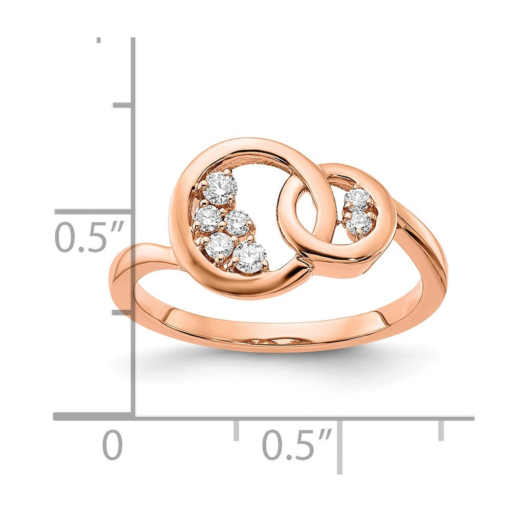 14k Rose Gold Polished Diamond Double Circle Ring