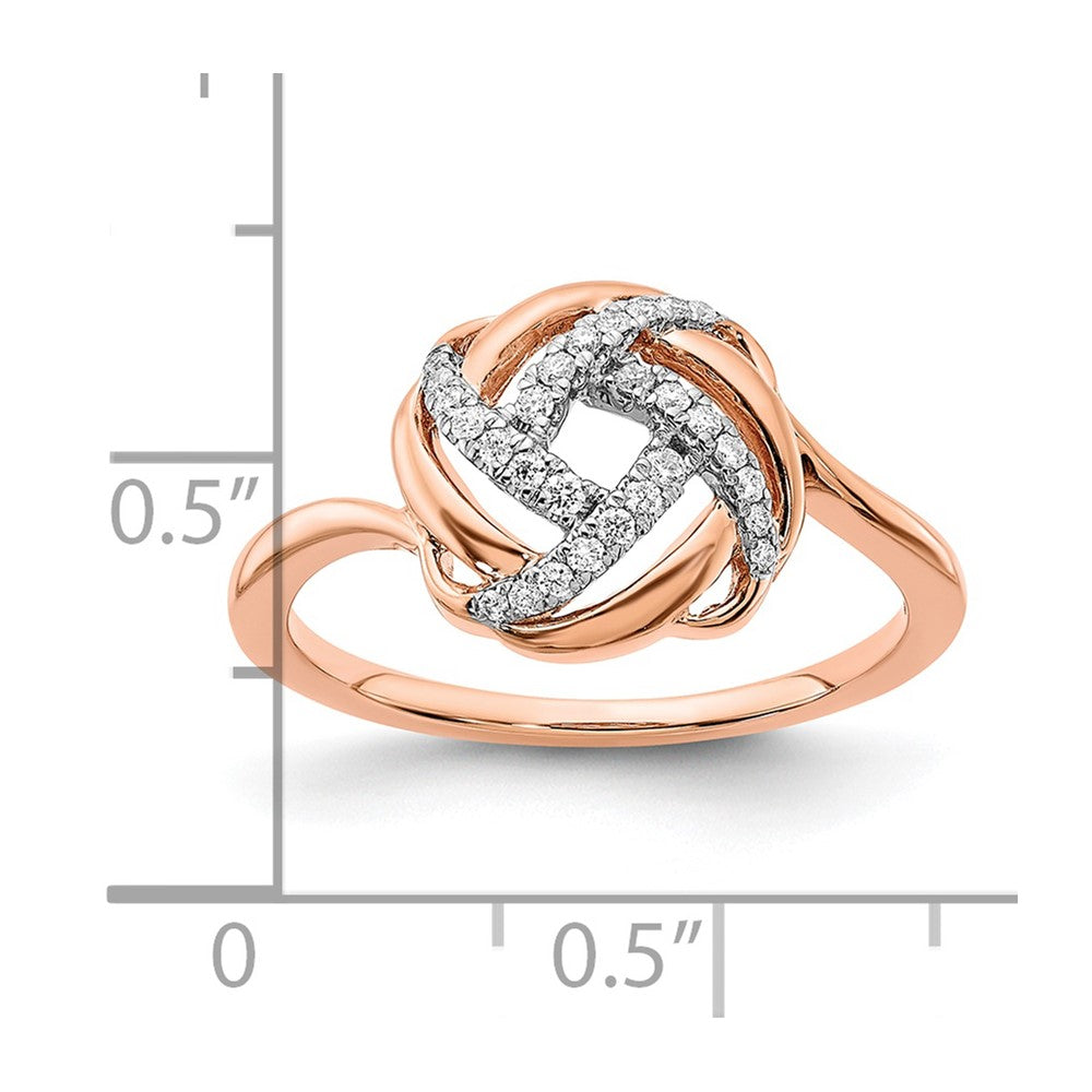 14k Rose Gold Polished Diamond Love Knot Ring