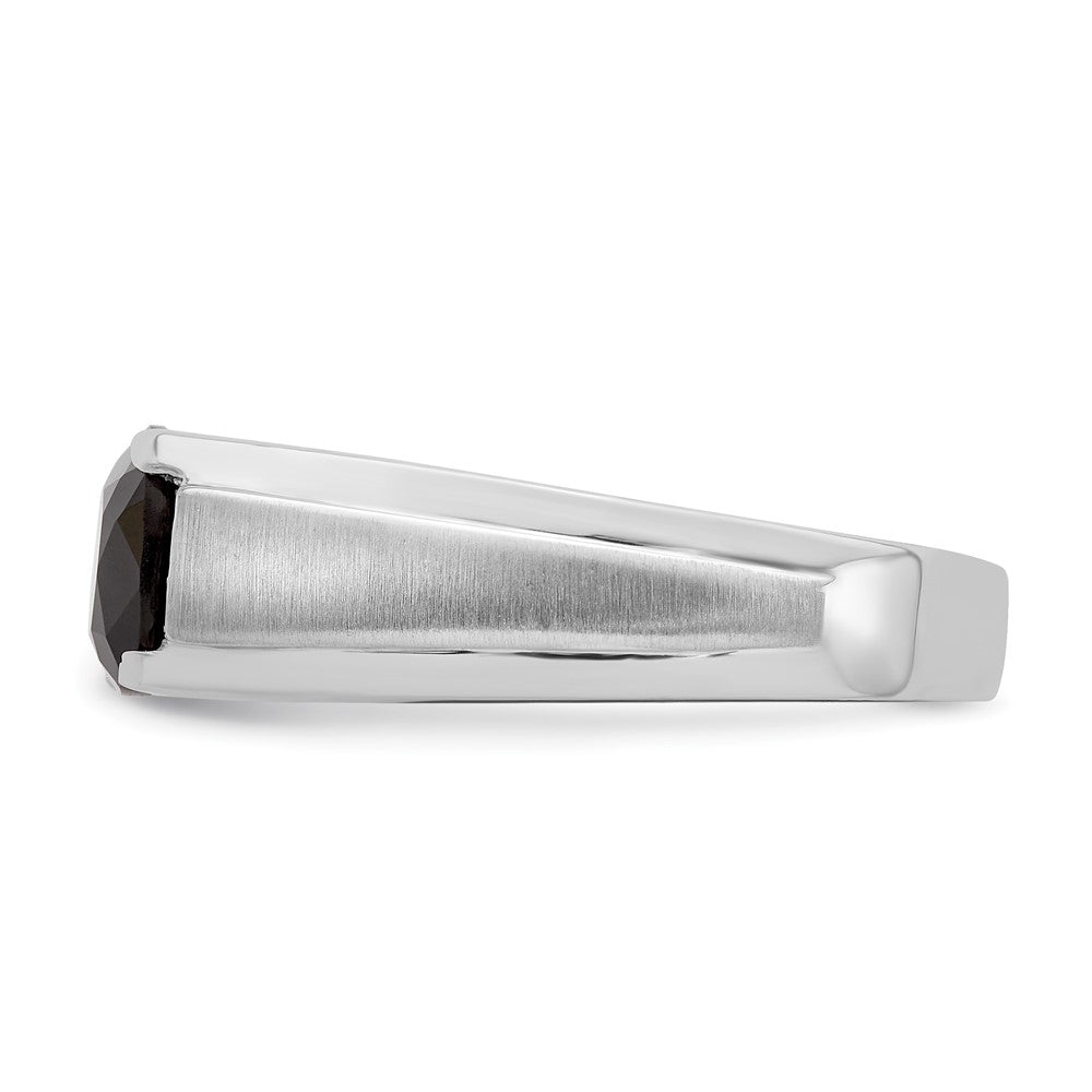 14k White Gold Onyx and Diamond Mens Ring