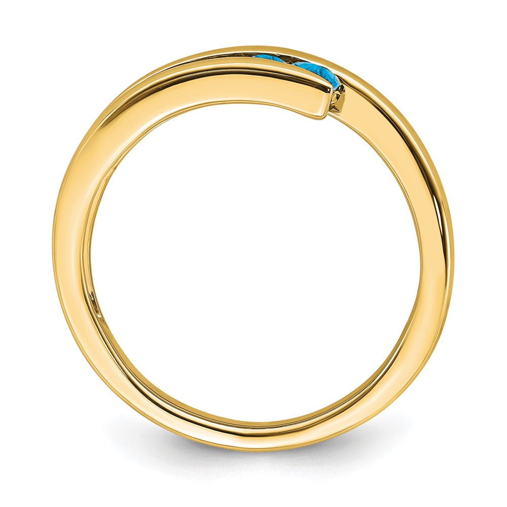 14k Blue Topaz 4-stone Ring