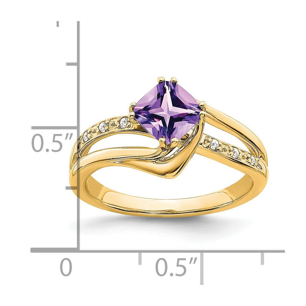 14k Amethyst and Diamond Ring