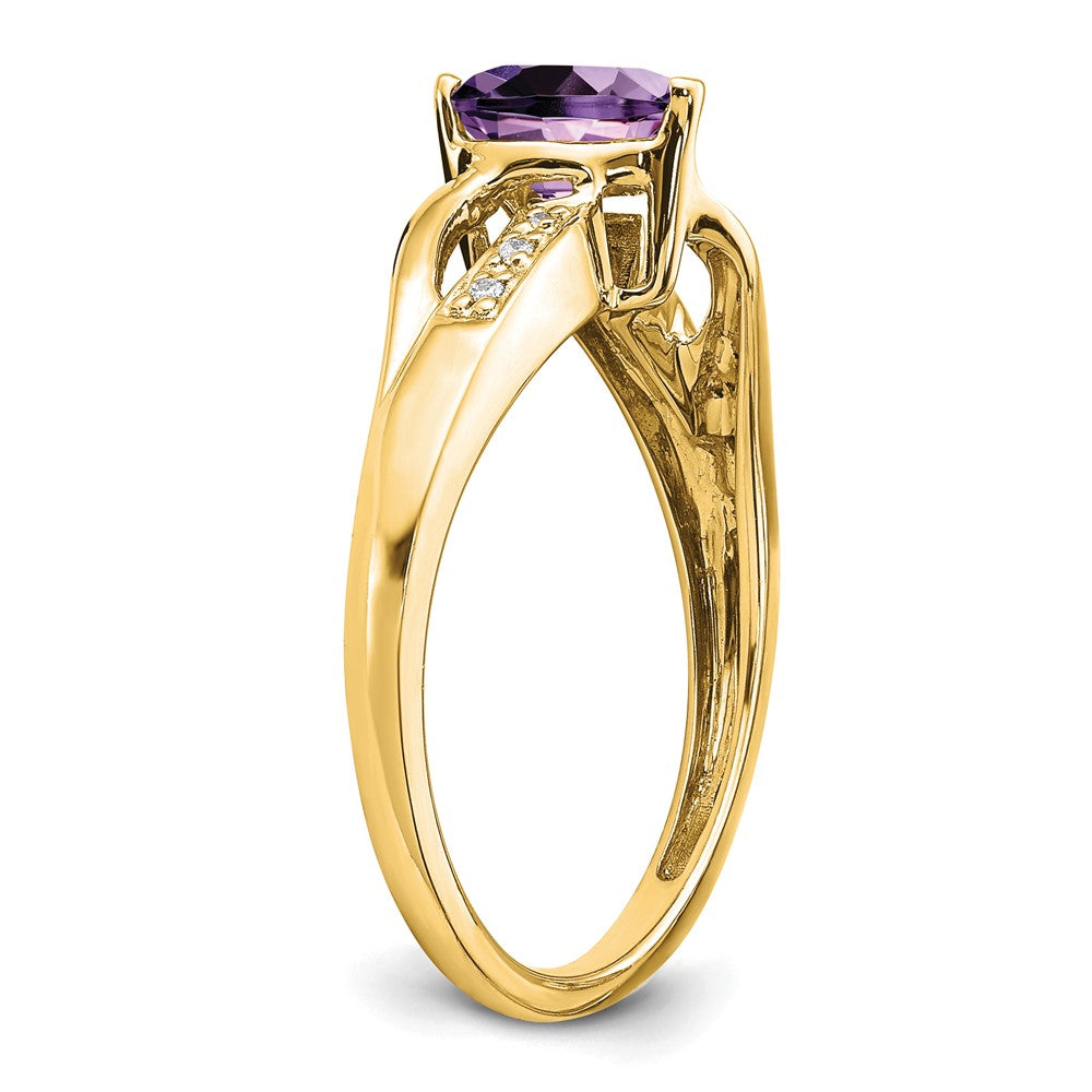 14k Amethyst and Diamond Heart Ring