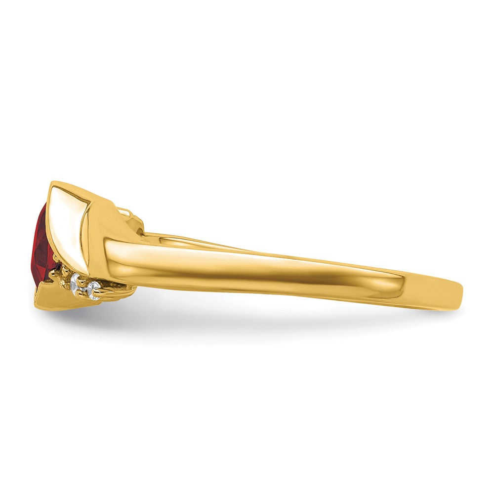 10k Yellow Gold Garnet and Diamond Ring